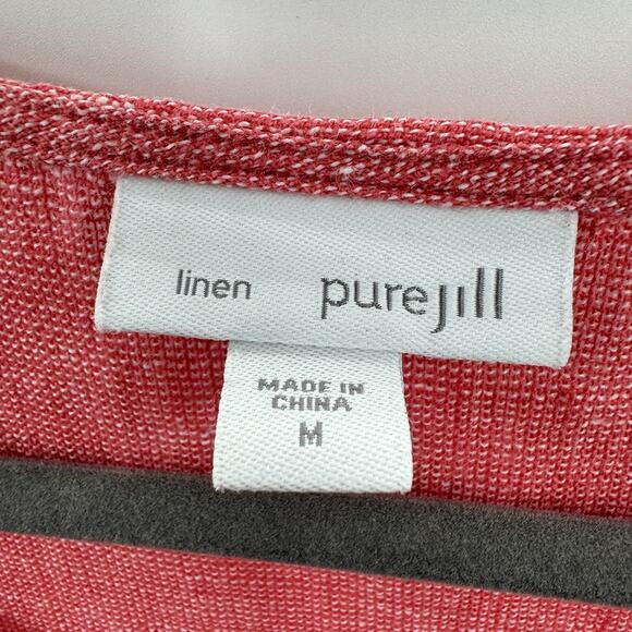 J. Jill Love Linen Peplum Blouse Top Sz M Pink Relaxed Lagenlook Beachy Casual - Picture 5 of 9